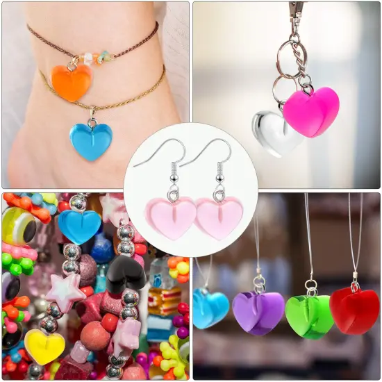 50 Pieces Gummy Heart Charms Pendant Colorful Love Heart Candy Valentine's Day Pendant Charm Keychains Necklace Earring Pendant for DIY Jewelry Crafts Supplies {4}
