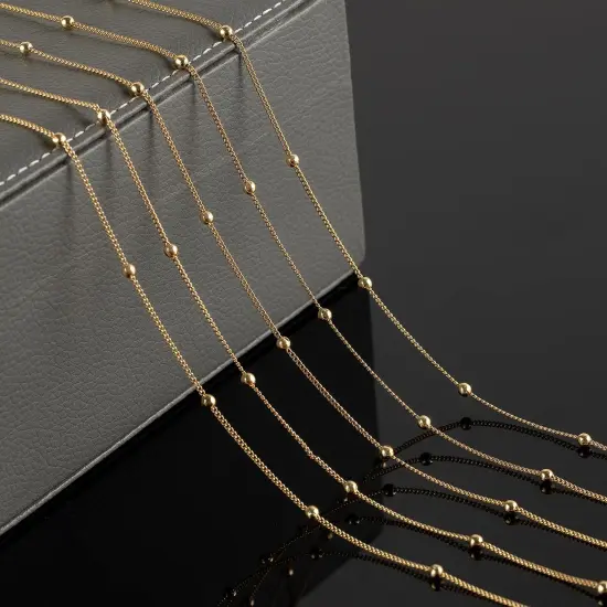 16.4 Feet/5 Meters 18K Gold Plated Brass Chain for Jewelry Making, Light Gold Beaded Necklace Chain for Women Twisted Curb Link Chain Jewelry Supplies {5}