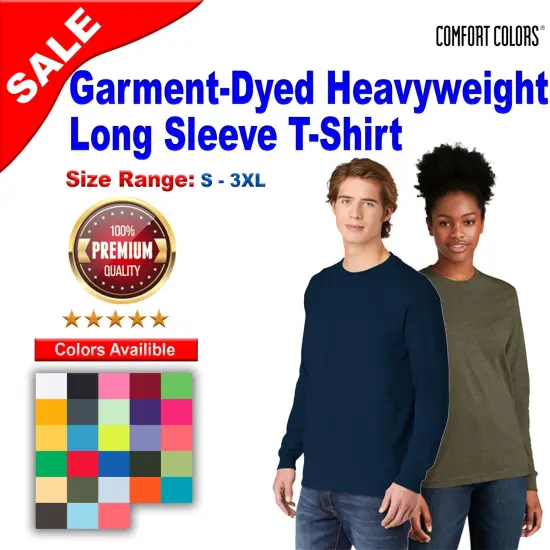 Comfort Colors&reg; Garment-Dyed Heavyweight Long Sleeve T-Shirt True Navy {2}