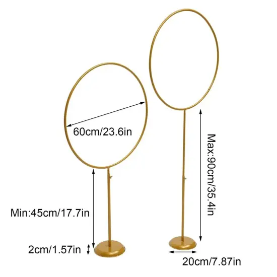 2pcs Balloon Lead Brackets Golden Metal Round Arch Stand for Wedding Party Decor {2}