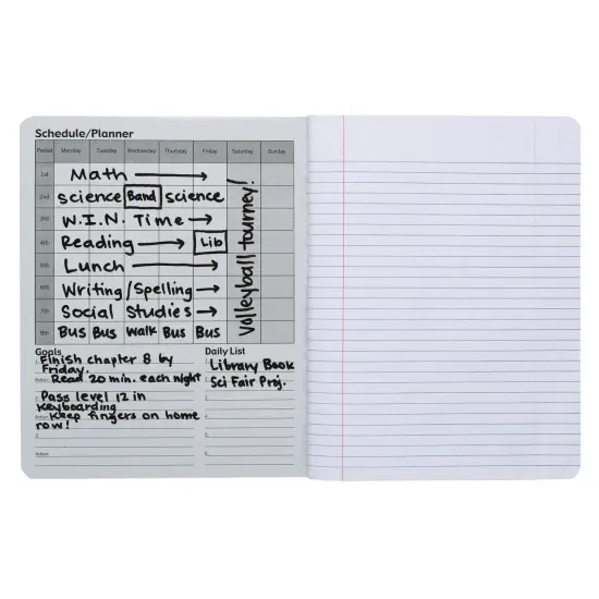 Composition Books with Dry Erase Surfaces, Black Marble, 3/8" Ruled w/Margin , 100 Sheets/200 Pages, Pack of 6 {3}