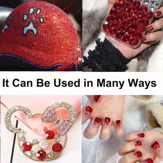 2680 Pieces 3D Red Nail Rhinestones, 120 Pieces Big Red Glass Crystal Nail Gems Stones Charms Stones with Bling Diamond Flatback Round Beads, Clear Charm Jewelry for DIY Face Craft Decoration {6}