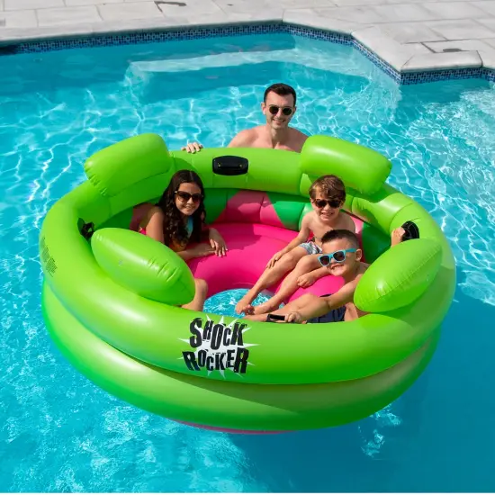 Swim Central 75" Bright Green and Pink Inflatable Shock Rocker Swimming Pool Float {5}