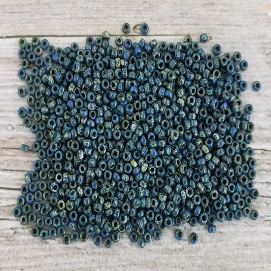 Opaque Montana Blue Picasso Miyuki Seed Beads - Miyuki 4516 {4}