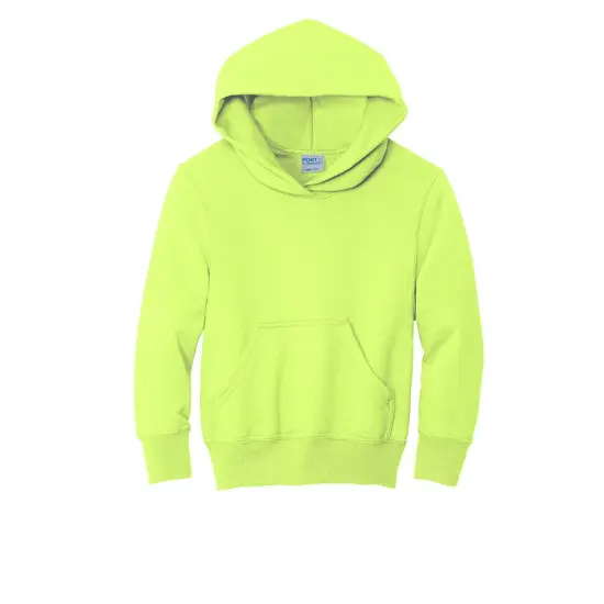 Port & Company&reg; Youth Core Fleece Pullover Hooded Sweatshirt Neon Yellow {1}