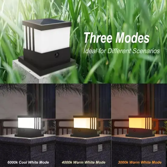 2PACK Solar Post Light Outdoor LED 3Colors Change Pillar Light Garden Lawn Lamps {4}