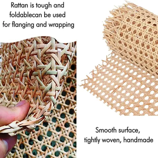 16" X5Ft Natural Rattan Cane Webbing, Woven Open Mesh Cane Net Roll for DIY Caning Furniture Decor Projects: Chair, Cabinet, Ceiling and Door(59X17 In) {6}