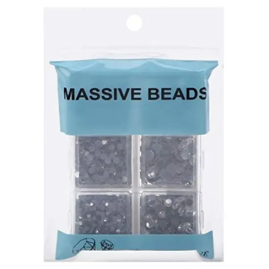 4000 Pieces Mixed Size Hot Fix Round Crystals Gems Glass Stones Hotfix Flat Back Rhinestones (Clear Crystal) {6}