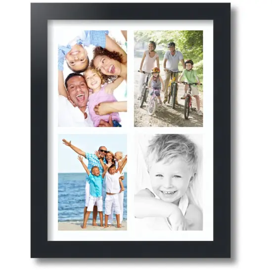 ArtToFrames Collage Photo Picture Frame with 4 - 5x7 inch Openings, Framed in Black with Over 62 Mat Color Options and Regular Glass (CSM-3926-2153) {6}
