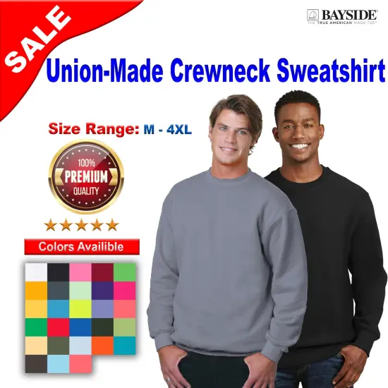 Bayside&reg; Union Made Crewneck Sweatshirt Charcoal {2}