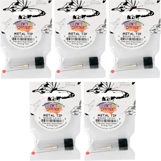 Art Glitter Designer Dries Clear 5 pack Metal Tips for 2 oz bottle {1}