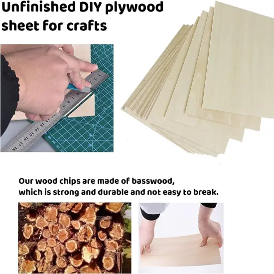 20 Pack Basswood Sheets for Craft, Laser, Wood Burning, Wooden DIY Ornaments, Unfinished Thin Balsa Plywood Sheets Can Be Cut & Painted to Desired Shape(150X100X2Mm) {4}