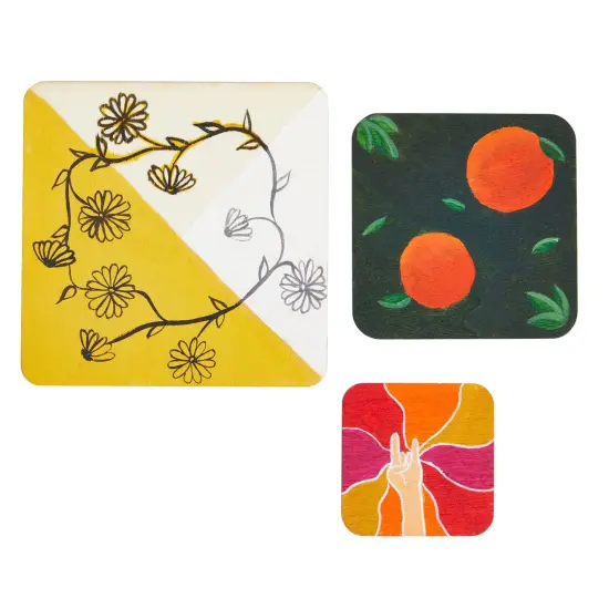 70 Pieces Unfinished Wood Squares for Crafts, Wood Burning, Engraving (3 Sizes, 2", 3", 4") {6}