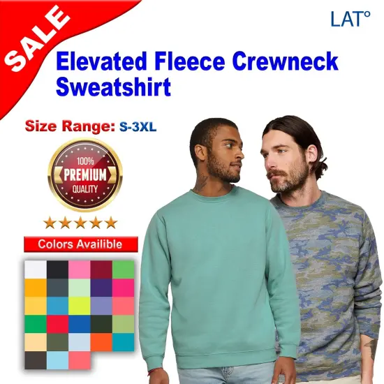 LAT&reg; Elevated Crewneck Long Sleeve Fleece Sweatshirt White {2}