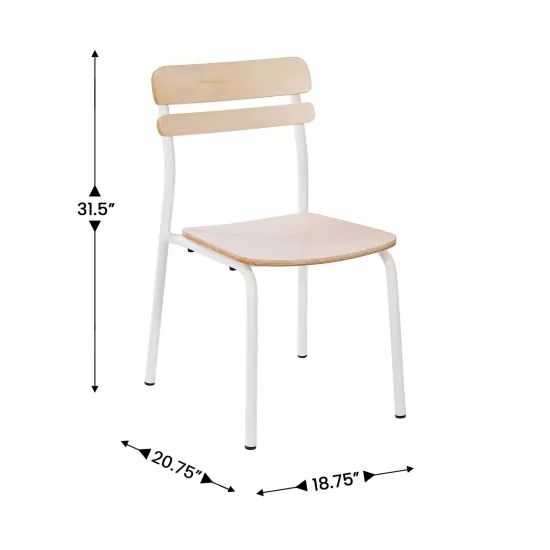 Emma and Oliver Blanchard Dining Chair with Metal Frame and Solid Wood Seat and Back with Antique Finish Antique White {5}