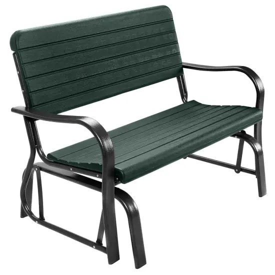 Costway Outdoor Patio Swing Porch Rocker Glider Bench Loveseat Garden Seat Steel New Borwn/Green {8}