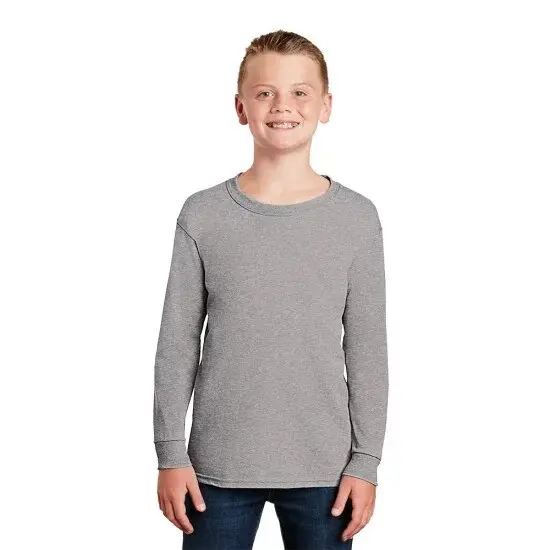 Gildan&reg; Youth Heavy Cotton Long Sleeve Crew-Neck T-Shirt Black {4}