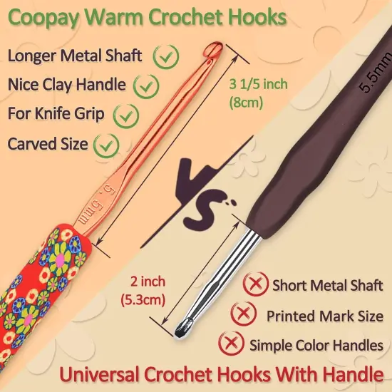 Warm Crochet Hooks for Grandmother, Art Aluminum Soft Grip Crochet Needles for Crocheting, Knitting Hook for Crochet Yarn Craft - Premium Knitting & Crochet Supplies Green Forest {4}