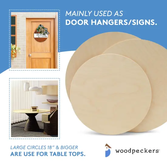 Wood Circle Discs 5 inch, 4 Thicknesses, Unfinished Birch Rounds | Woodpeckers {5}
