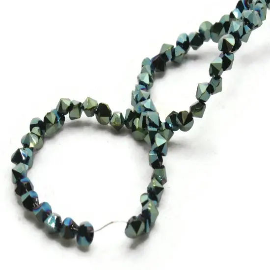 145 3mm Cadet Blue Glass Faceted Diamond Shaped Beads Full Strand {2}