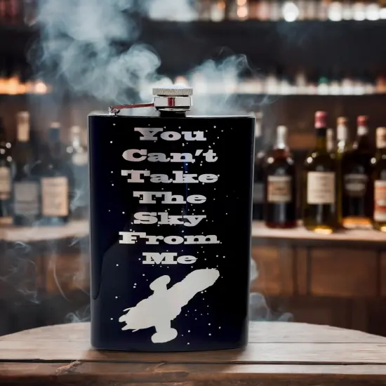 8oz BLACK You Can't Take the Sky From Me Flask {4}