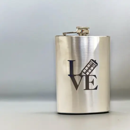 8oz Geek Love Collection - Police Call Box Stainless Steel Flask {4}