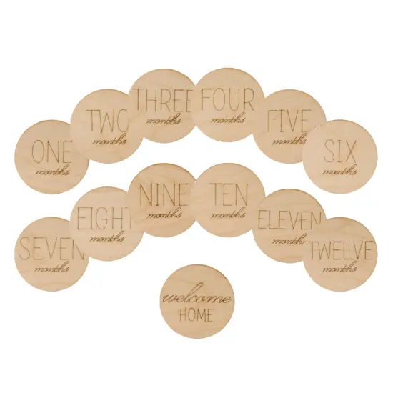 Baby Monthly Milestone Wooden Circles, Set of 13 Photo Props | Woodpeckers {2}