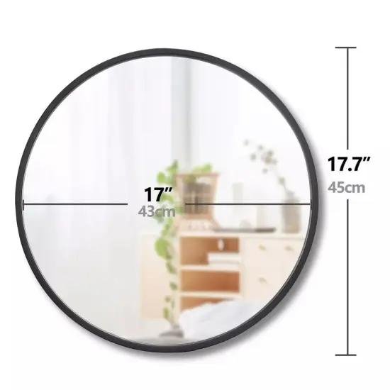 2PCS 18" Durable Round Mirror Indoor Bathroom Bedroom Home Livingroom Decorative {4}