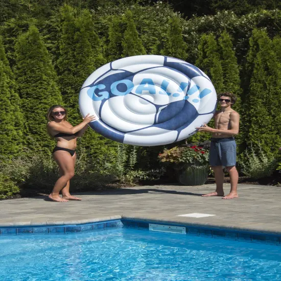 Swim Central Inflatable Giant Soccer Ball Swimming Pool Float - 60" White {6}