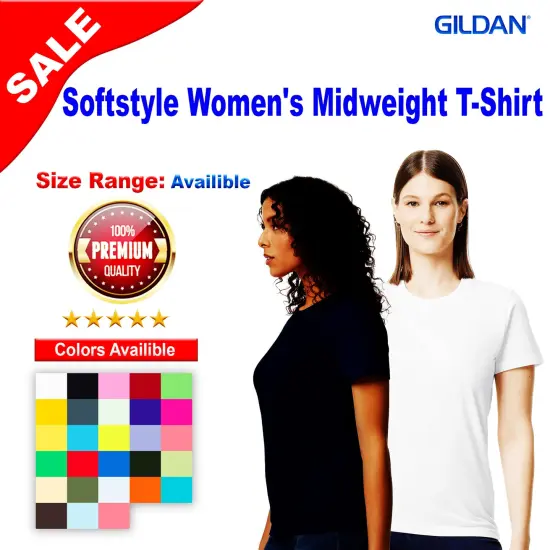 Gildan&reg; Softstyle Women's Midweight Crew Neck Short Sleeve T-Shirt Heliconia {2}