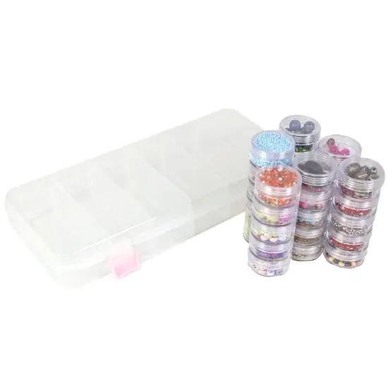 Large Plastic Bead Storage Organizer Box, 28 Jars - Containers for Beads & Supplies - Organizers for Craft, Art, Painting - Plastic Container Case for Organization {3}