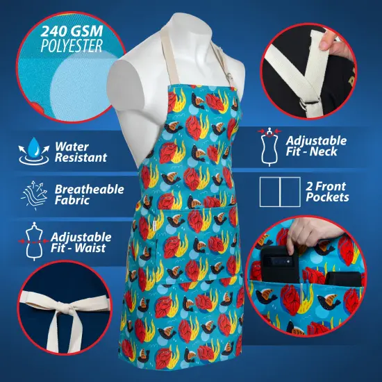 Mabie Swan - Adjustable Apron, Water Resistant, with Pocket, Neck Strap, Long Tie, Ultra Thin and Light Weight (2 Pack) {3}