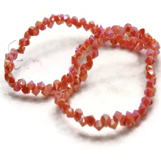 145 3mm Orange Glass Faceted Diamond Shaped Beads Full Strand {4}