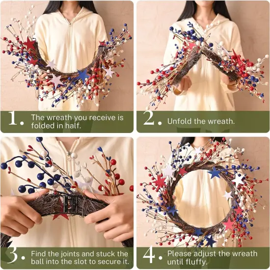 20" Patriotic Wreath with Lights {4}