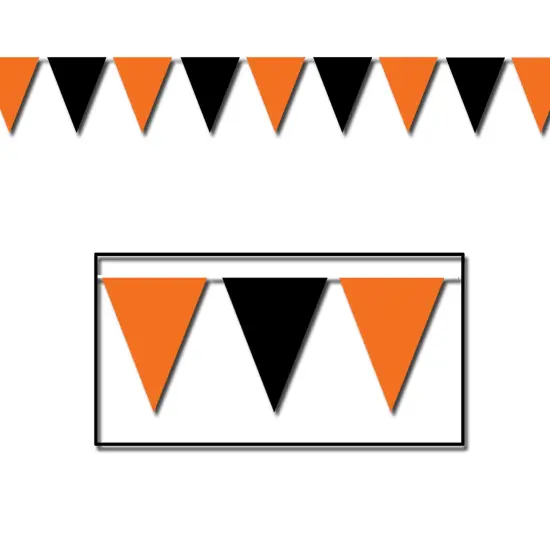 Beistle - Orange & Black Pennant Banner - 17" x 30' - 12 Pack {1}
