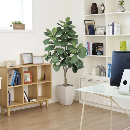 6-Foot Artificial Fiddle Leaf Fig Tree | Lifelike Faux Plant with 65 Leaves in Decorative Pot | No Maintenance Indoor/Outdoor Decor | Floral Home by Artificial Flowers {3}