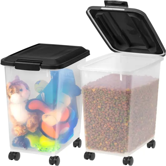 IRIS Airtight Pet Food Storage Containers with Attachable Casters {1}