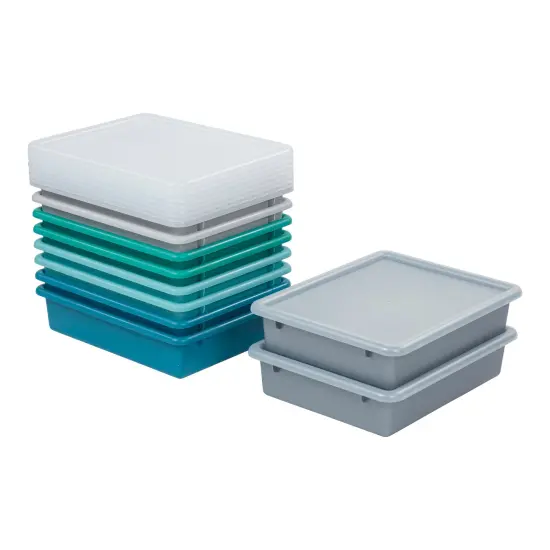 Letter Size Tray with Lid, Storage Bin, 10-Piece Contemporary {1}