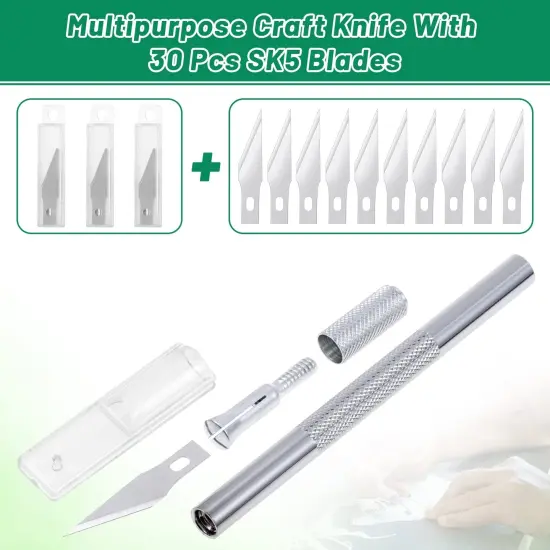 Exacto Knife with Hobby Mat for Crafts, Self Healing Cutting Mat Hobby Knife with 30 PCS Exacto Blades Precision Knife for Art and Crafts Paper Scrapbooking Stencil (Black) {6}