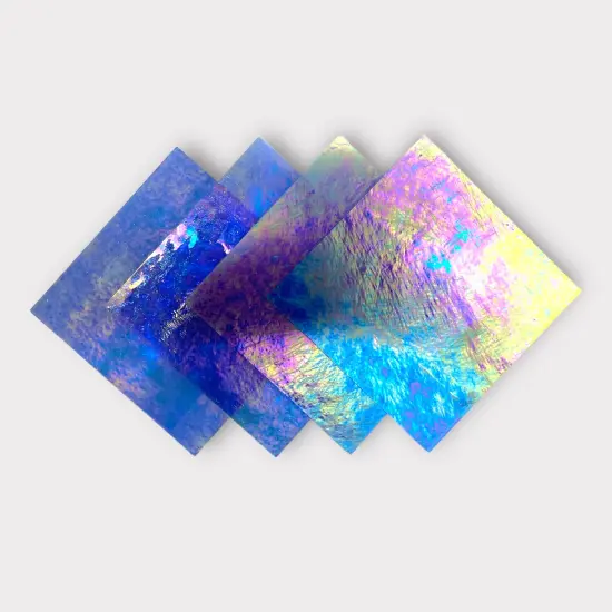 Cornflower Blue Transparent Luminescent COE 96 Fusible Glass Sheets / Mosaic Squares - 4 Pack {2}