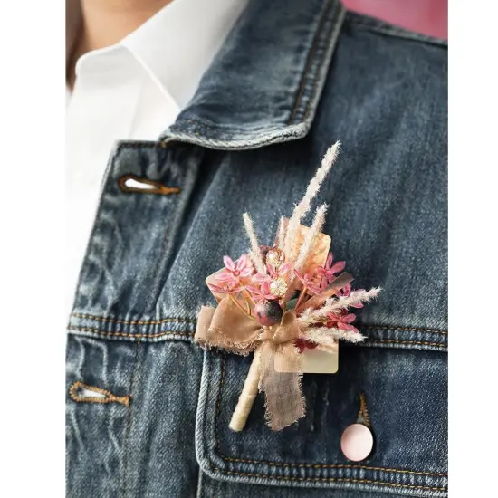 Boutonniere Set of 6 for Groom & Groomsmen Magenta & pink {4}