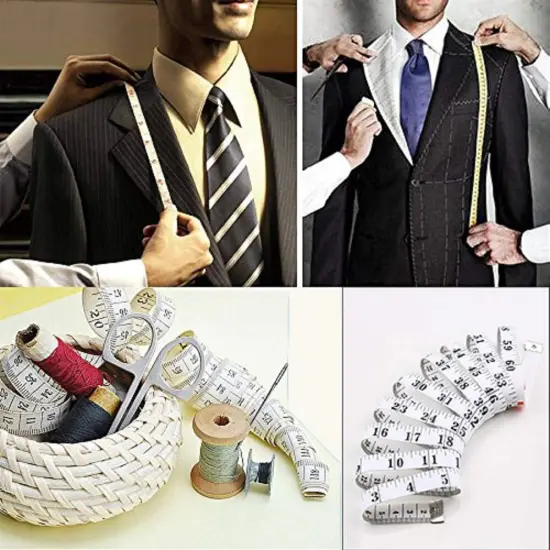 Soft Tape Measure Double Scale Body Sewing Flexible Ruler for Weight Loss Medical Body Measurement Sewing Tailor Craft Vinyl Ruler, Has Centimetre Scale on Reverse Side 60-Inch（White） {6}