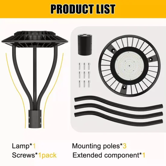 80W Led Post Top Light with Photocell Parking Lot Street Yard Circular Pole Lamp {2}
