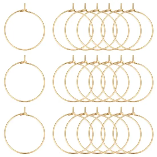 100 Pieces 20mm Hypoallergenic Stainless Steel Hoop Earring Golden Wine Glass Charm Rings 0.7mm Pin Earring Beading Hoop for Women Dangle Hoop Earrings Making {2}