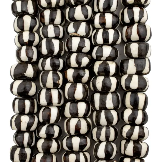The Bead Chest Batik Bone Beads - Full Strand of Fair Trade African Beads (Large, Zebra Design) {4}