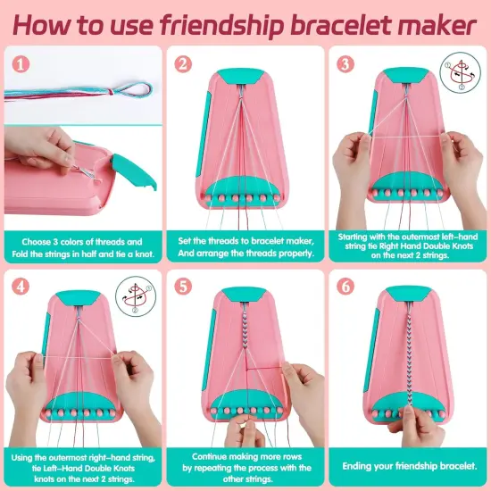 Friendship Bracelet Making Kit - Arts & Crafts Gift for Kids Ages 6-12 Pink/cyan {2}