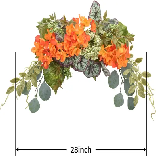28" Eucalyptus Swag with Hydrangea & Begonia Leaves (Orange) {5}