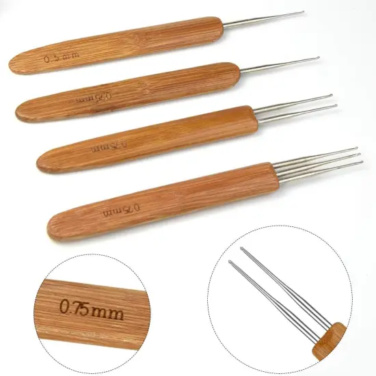7 Pieces Dreadlock Crochet Hook Include Dreadlocks Crochet Hair Weaving Needle Tool 2 Pieces 1 Hook + 1 Pieces 2 Hooks + 1 Pieces 3 Hooks + 3 Pieces Hair Braid Craft Locking {3}
