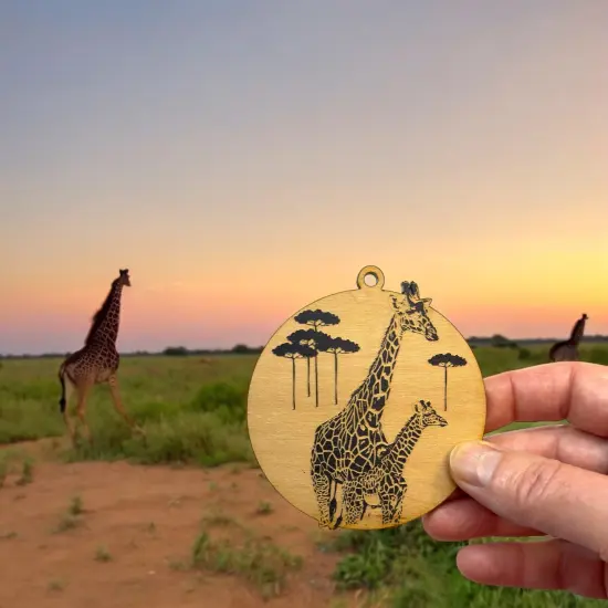 Ornament - Black - Giraffe and Baby {6}