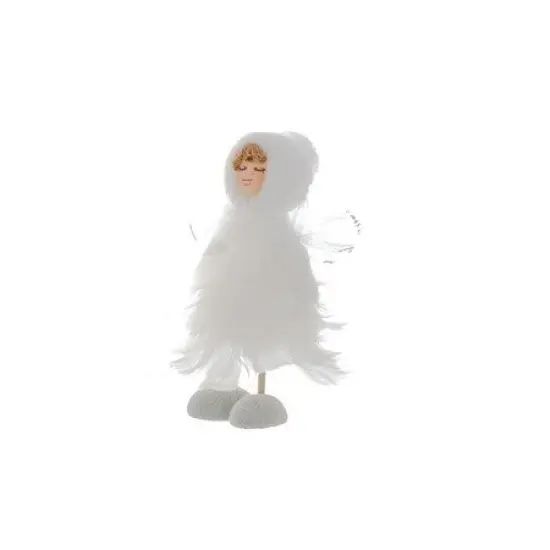 Allstate 7" Ice Palace Vintage-Style White Glittered Feather Fairy Christmas Table Top Decoration {1}